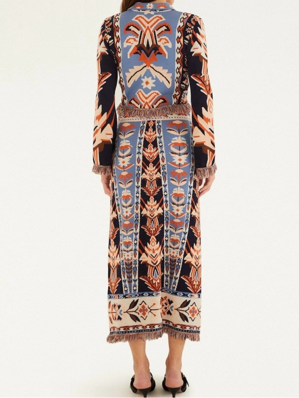 NWT FARM Rio Multicolor Tapestry Fringes Knit Midi Skirt size small reg $180 - Picture 5 of 10
